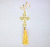 Christian Jesus Cross Hanging Accessories for Car rear view mirror Decor in Brass